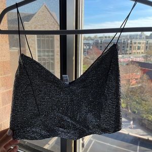 Urban Outfitters silver sequin crop top